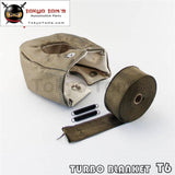 Titanium T6 Turbo Heat Shield Blanket Cover +30Ft Downpipe Header Wrap Tape T 6 - Tokyo Tom's