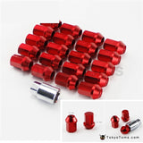 M12X1.5mm 20 Pieces Aluminum Closed Ended Lug Nuts With Locking Key Red