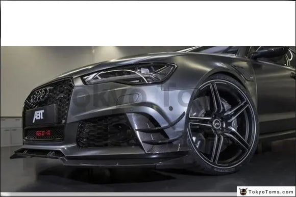 Car-Styling Carbon Fiber Front Bumper Lip Fit For 2013-2016 A6 S6 RS6 RS6-Conversion Front Bumper ABT Style Canards Front Lip