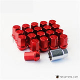M12X1.5MM 20 Pieces Aluminum Closed Ended Lug Nuts with Locking Key RED
