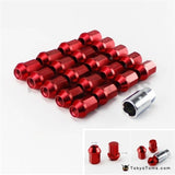 M12X1.25MM 20 Pieces Aluminum Closed Ended Lug Nuts with Locking Key Red