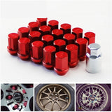 M12X1.5MM 20 Pieces Aluminum Closed Ended Lug Nuts with Locking Key RED