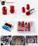 M12X1.25Mm 20 Pieces Aluminum Closed Ended Lug Nuts With Locking Key Red
