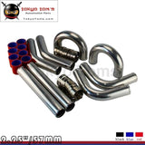 Turbo Intercooler Pipe 2.25 Chrome Aluminum Piping+T-Clamps+Silicone Hoses Red Aluminum Piping