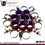 Turbo Intercooler Pipe 2.25 Chrome Aluminum Piping+T-Clamps+Silicone Hoses Red Aluminum Piping