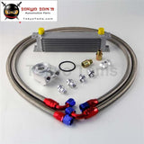 Universal 10 Row 248Mm An10 Engine Transmission Oil Cooler British Type + Aluminum Filter Adapter