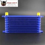 Universal 10 Row An10 Engine Transmission Aluminum Oil Cooler Trust Style Gold / Black Blue