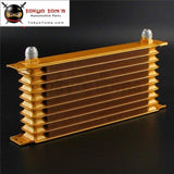 Universal 10 Row An10 Engine Transmission Aluminum Oil Cooler Trust Style Gold / Black Blue
