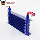 Universal 10 Row An10 Engine Transmission Trust Oil Cooler+ 90 Degree Hose Fittings Blue Cooler