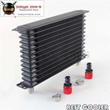 Universal 13 Row An10 Engine Transmission Trust Oil Cooler + 2Pcs Fittings Black