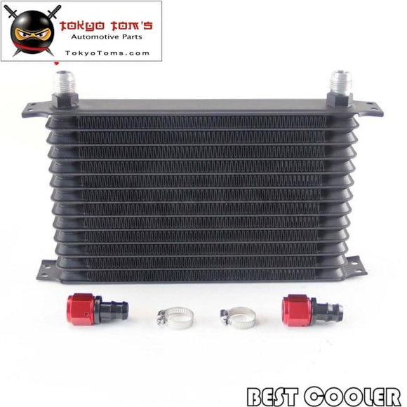 Universal 13 Row AN10 Engine Transmission Trust Oil Cooler + 2Pcs Fittings Black