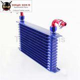 Universal 13 Row An10 Engine Transmission Trust Oil Cooler+ 90 Degree Hose Fittings Blue Cooler