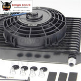 Universal 15 Row 10An Engine Transmission Oil Cooler + 7 Electric Fan Kit Bk