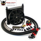 Universal 15 Row An10 32Mm Oil Cooler Kit +7 Electric Fan For Track / Race Car