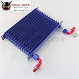 Universal 15 Row An10 Engine Transmission Trust Oil Cooler+ 90 Degree Hose Fittings Blue Cooler