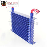 Universal 15 Row An10 Engine Transmission Trust Oil Cooler+ 90 Degree Hose Fittings Blue Cooler