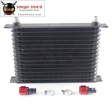Universal 15 Row An10 Engine Transmission Trust Oil Cooler+ Straight Hose Fittings Black Cooler