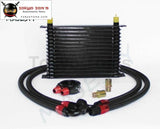 Universal 15 Row Engine Transmission 10An Oil Cooler Kit +7 Electric Fan Kit Bk