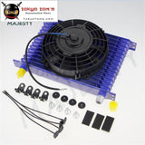 Universal 15 Row Engine Transmission 10An Oil Cooler Kit +7 Electric Fan Kit Bl
