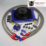 Universal 15 Row Engine Transmission 10An Oil Cooler Kit +7" Electric Fan Kit Sl
