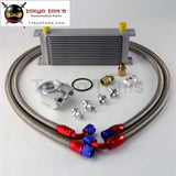 Universal 16 Row 248Mm An10 Engine Transmission Oil Cooler British Type + Aluminum Filter Adapter