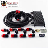 Universal 16 Row 248mm Engine Oil Cooler British Type+M20Xp1.5 / 3/4 X 16 Filter Relocation+5M AN10 Oil Line Kit  Black CSK PERFORMANCE