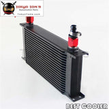 Universal 19 Row An10 Engine Transmission Oil Cooler + 2Pcs Fittings Black
