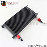 Universal 19 Row An10 Engine Transmission Oil Cooler + 2Pcs Fittings Black