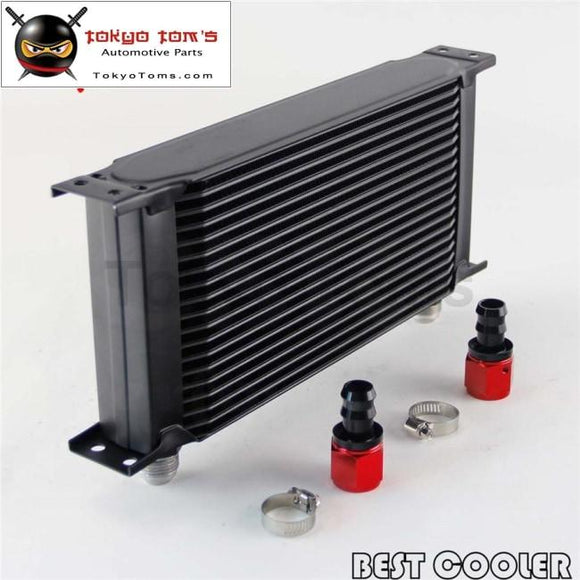 Universal 19 Row AN10 Engine Transmission Oil Cooler + 2Pcs Fittings Black