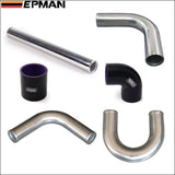 Universal 2.25 Inch 57Mm Turbo Intercooler Aluminum Pipe Silicone Hose Kit Black Length:450Mm For