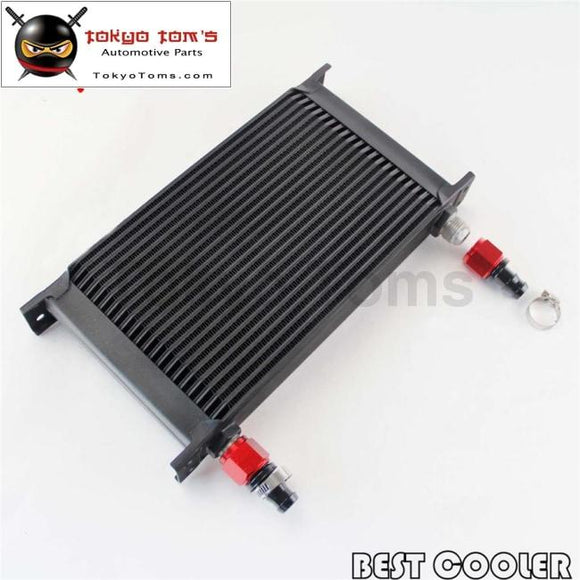 Universal 22 Row AN10 Engine Transmission 248mm Oil Cooler +2Pcs Fittings Black