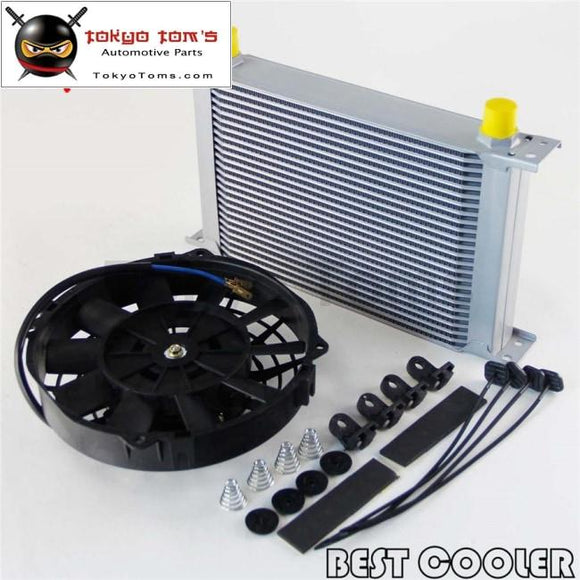 Universal 25 Row 10An Engine An10 Oil Cooler + 7 Electric Fan Silver