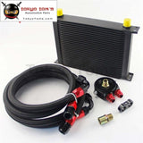 Universal 28 Row 10An Aluminum Engine Transmission Oil Cooler+Black Adapter Kit Cooler