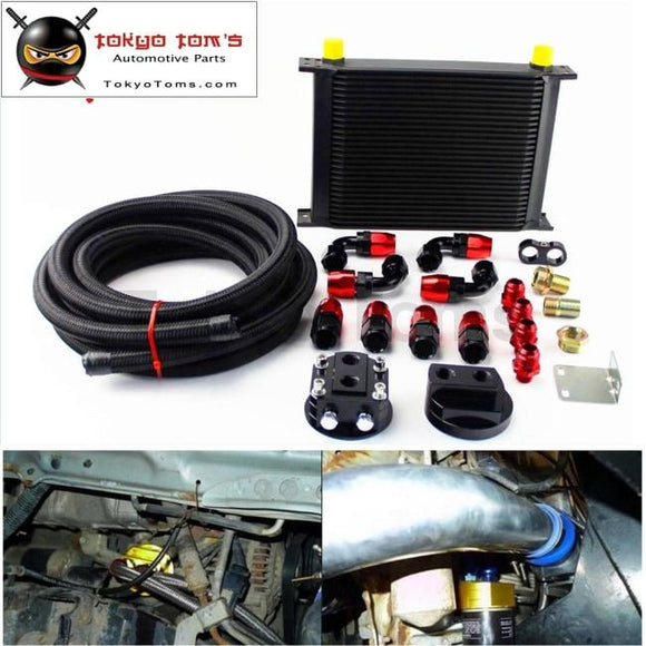 Universal 28 Row 248Mm Engine Oil Cooler British Type+M20Xp1.5 / 3/4 X 16 Filter Relocation+5M An10