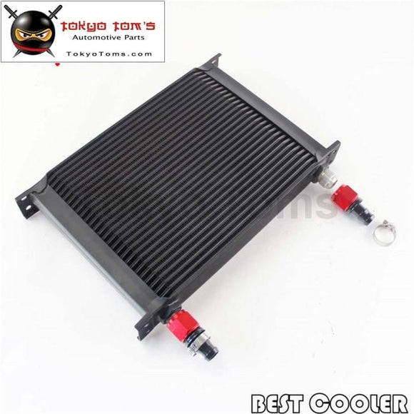 Universal 28 Row AN10 Engine Transmission Oil Cooler + 2Pcs Fittings Black