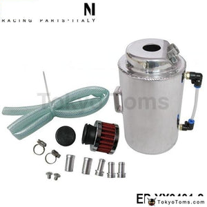 Universal 2L Aluminium Alloy Oil Catch Can Tank With Breather Filter Fuel Systems
