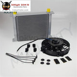 Universal 30 Row 10An Engine Transmission Oil Cooler Kit+ 7 Electric Fan Kit Sl