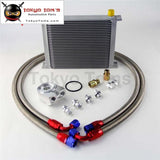 Universal 30 Row 248Mm An10 Engine Transmission Oil Cooler British Type + Aluminum Filter Adapter