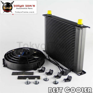 Universal 30 Row Engine Transmission 8An Oil Cooler + 7 Electric Fan Kit Csk Performance