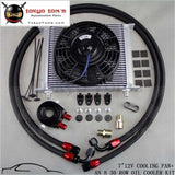 Universal 30 Row Engine/transmission Oil Cooler + 7 Electric Fan Black / Silver Oil Cooler
