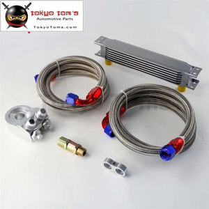 Universal 7 Row 248Mm An10 Engine Transmission Oil Cooler British Type + Aluminum Filter Adapter Kit
