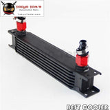 Universal 7 Row An10 Engine Transmission 248Mm Oil Cooler W/ Fittings Kit Black