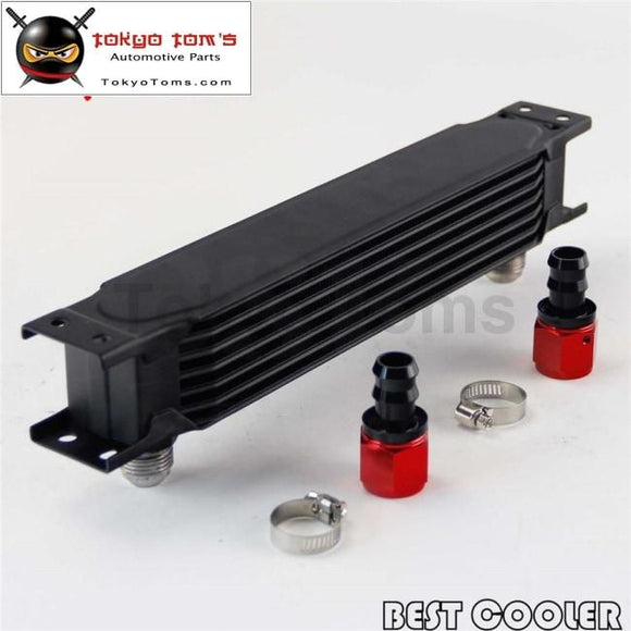 Universal 7 Row An10 Engine Transmission 248Mm Oil Cooler W/ Fittings Kit Black