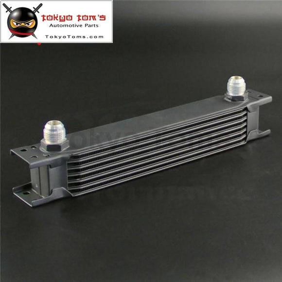 Universal 7 Row An10 Engine Transmission Aluminum Oil Cooler Mocal Style Black/silver