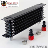 Universal 7 Row An10 Engine Transmission Trust Oil Cooler + 2Pcs Fittings Black