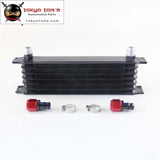 Universal 7 Row An10 Engine Transmission Trust Oil Cooler+ Straight Hose Fittings Black Cooler