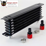 Universal 7 Row AN10 Engine Transmission Trust Oil Cooler+ Straight Hose Fittings Black