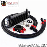 Universal An10 Trust 7 Row Oil Cooler + 73 Degree Thermostat Sandwich Plate Kit Black Oil Cooler