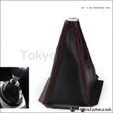 Universal Black Carbon Fiber Grain Shifter Knob Boot Cover Stitching Red (Other Color:blue Yellow)