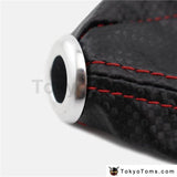 Universal Carbon Fiber Look Shift Boot Cover Knob Collars With Red/blue Stitching